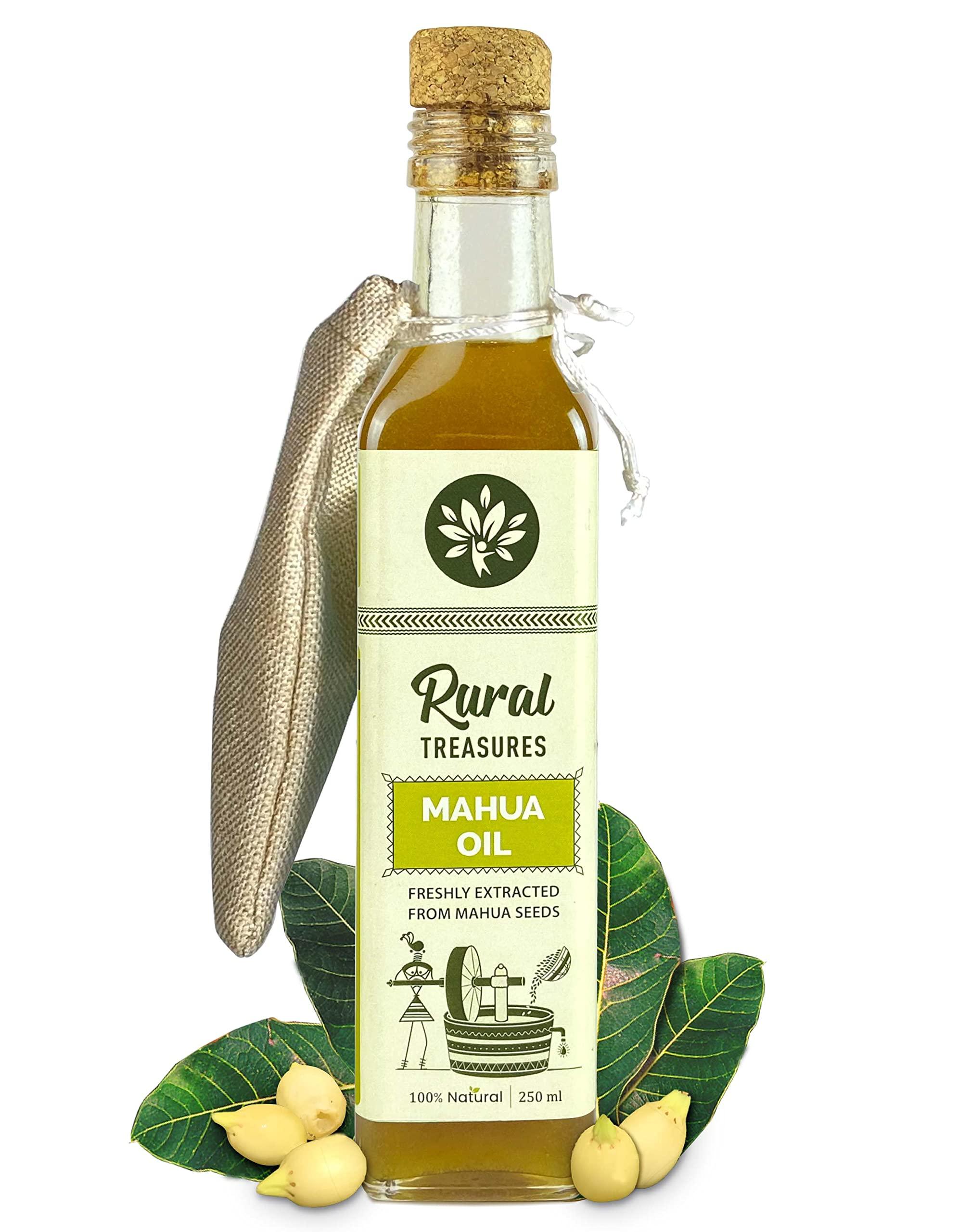 Rural Treasures Mahua Oil Edible | Pure Cold Pressed Mahuwa (Madhuca) Cooking Oil | Improve Digestion & Heart Rate | No Chemicals | No Preservatives | Freshly Extracted from Mahua Seeds | 250 ml