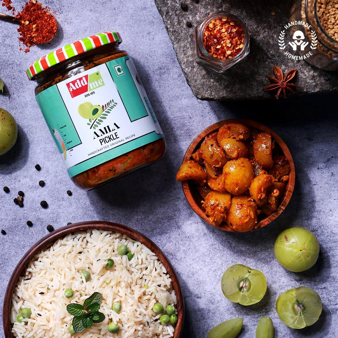 Add me Add me Home Made Amla Pickle Seedless 1Kg Amla ka Achar 500gm + 500gm Glass Jar