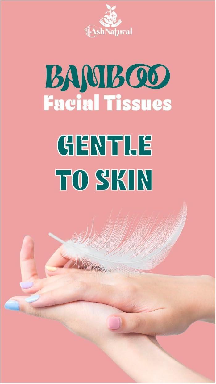 AshNatural AshNatural Bamboo Facial Tissue (Pack of 12) 1200 Pulls 2-Ply, 100% Bamboo|Disposable and Eco-friendly Tissue|Tree-Free Solution, Skin Friendly & Unbleached 1200 Pulls