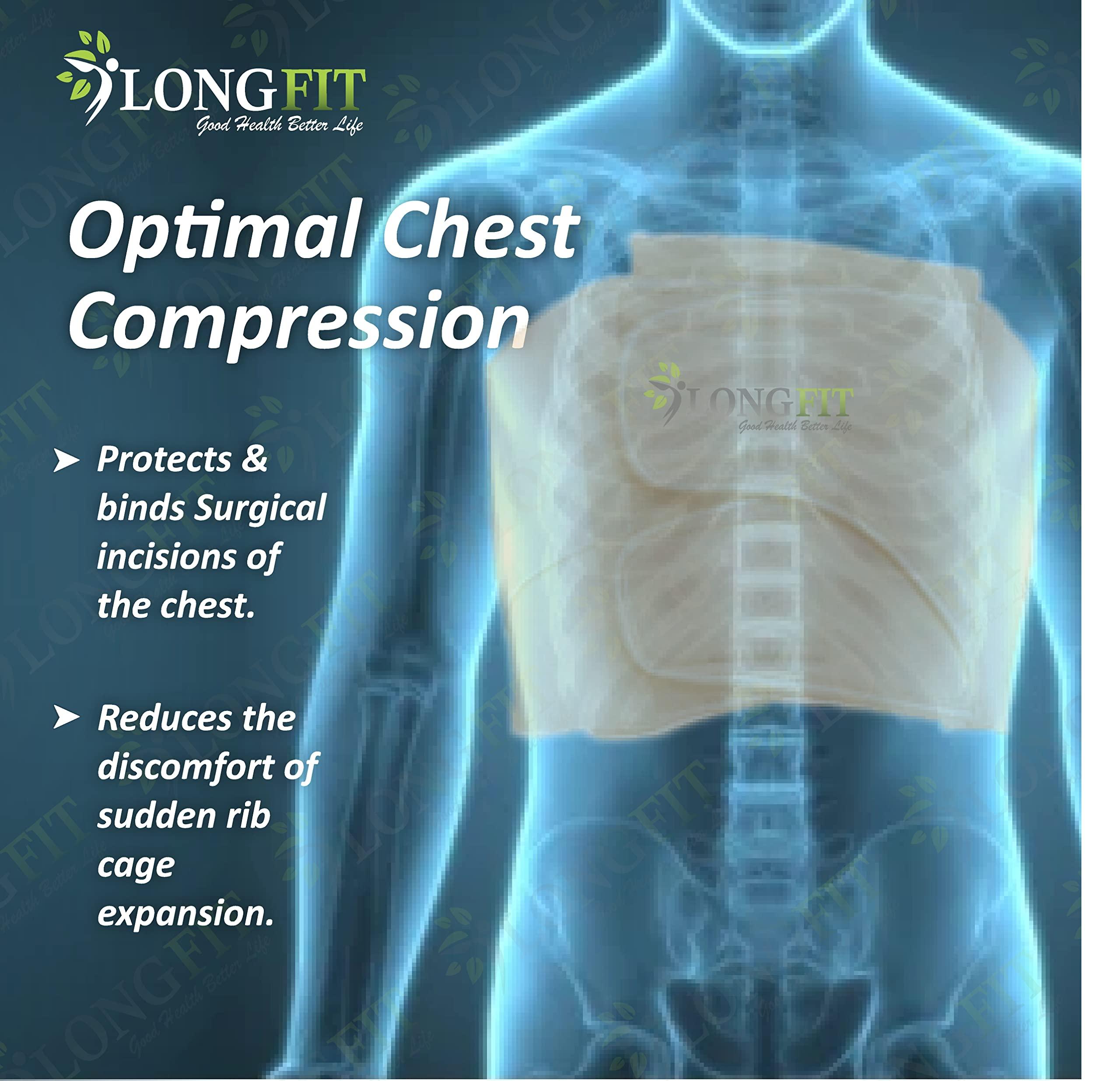 LONGFIT LONGFIT Elastic Breast-Chest Compression Wrap Belt for Women with Front Hook Breast Band to Provide Stability, A Perfect Vest Breast Binder Corsets for Total Comfort & Support Shapewear-Skin-X-Large