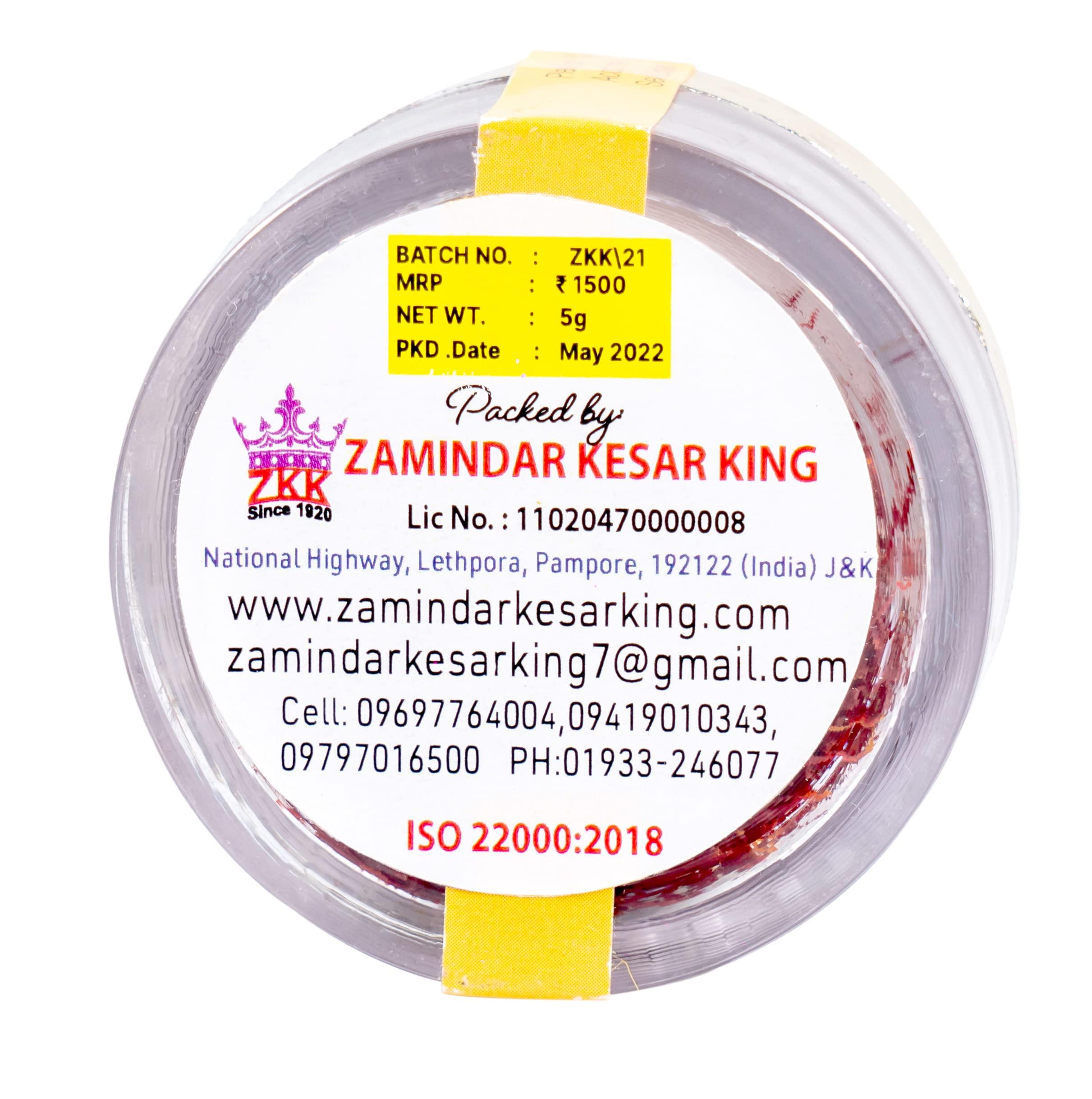 ZAMINDAR KESAR KING ZAMINDAR KESAR KING Saffron Pure Kashmiri Mongra Kesar Value Pack Grade A+ for Pregnant Women | Pooja | Biryani | Tilak | Milk and Skin Pack of 5 GM