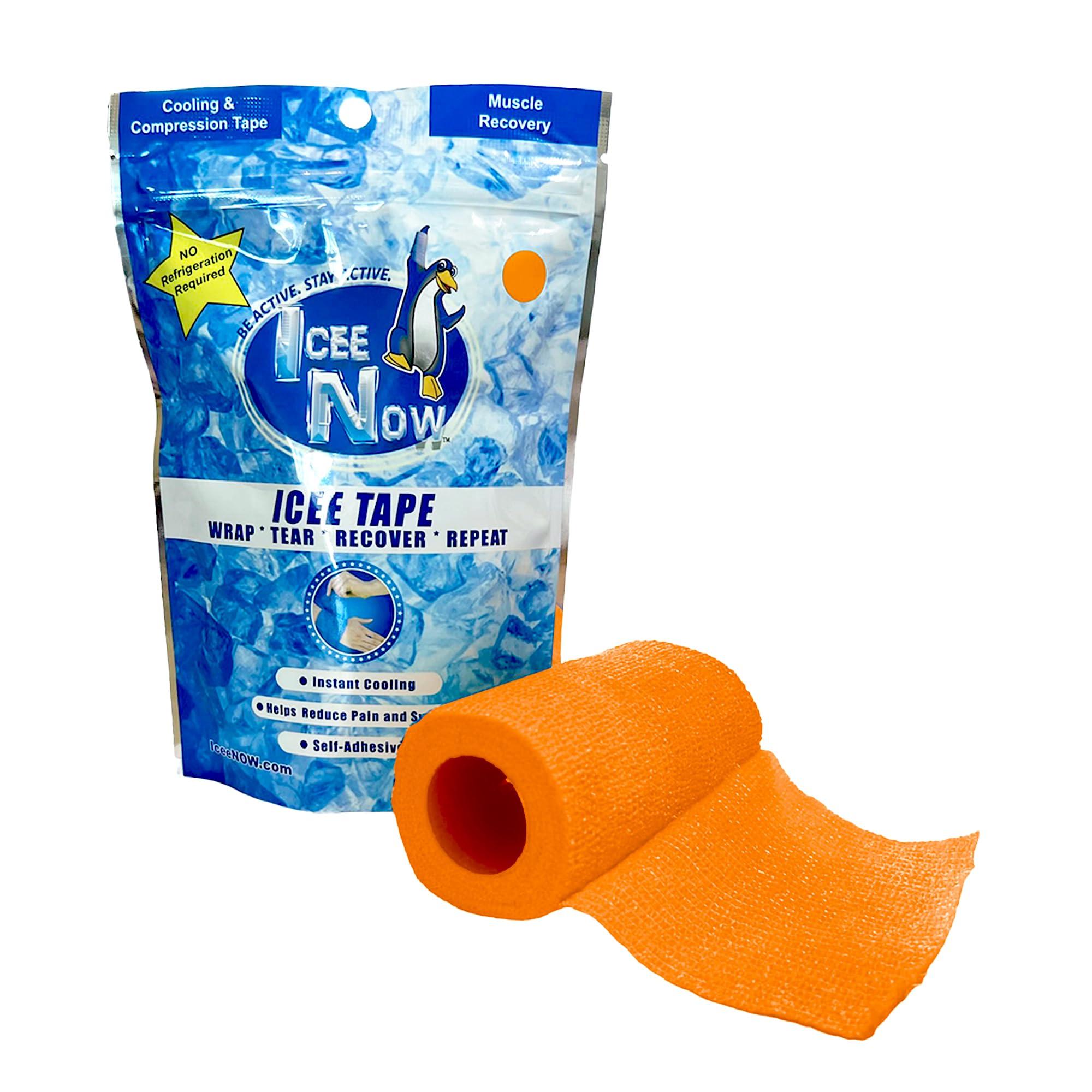 Icee Now IceeNOW Cooling and Compression Wrap-with Instant Cooling Relief, This Ice Tape is The Go Anywhere, Use Any Time, Muscle Recovery Solution (Orange Color)
