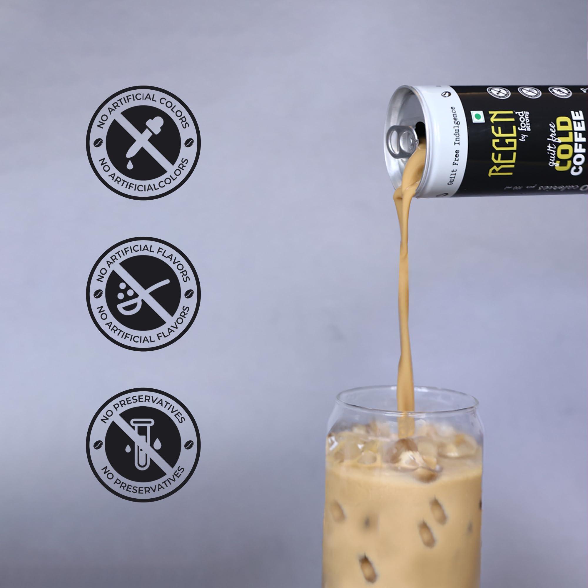 REGEN REGEN Cold Coffee - No Added Sugar| Made with 100% Arabica Coffee| Strong| Ready to Drink Can, 250 ml, Pack of 3