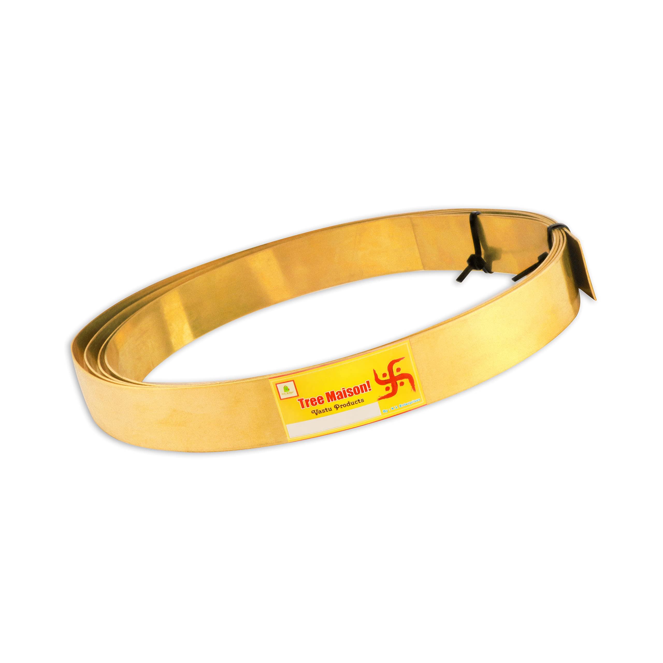 TREE MAISON CORONATING HOMES TREEMAISON Brass Strip | 1 INCH | Pack of 1 | Vastu Brass Strip for Toilet | Vastu Strip Remedy | Width-25mm, Thikness-1 mm, Length-8 Feet Approx