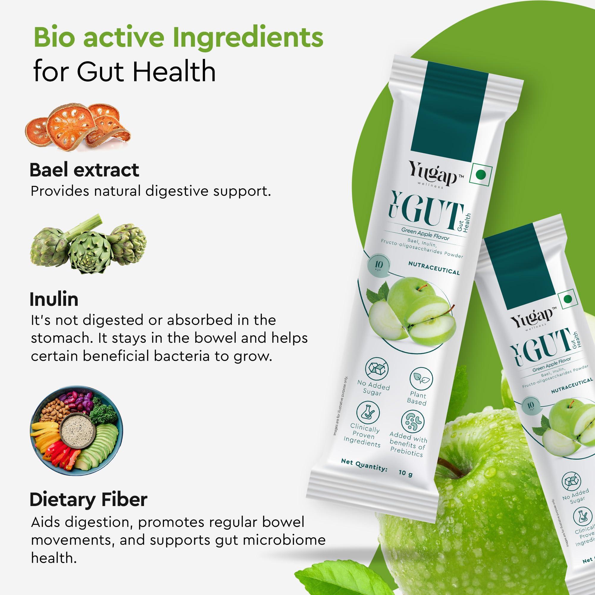 YUGAP WELLNESS Yugap Yugut Health Sachets | Bael Extract, Prebiotic Dietary Fiber | Supports Digestive Health, Regular Bowel Movements, Gut Integrity, and Immune Function (Pack of 1)