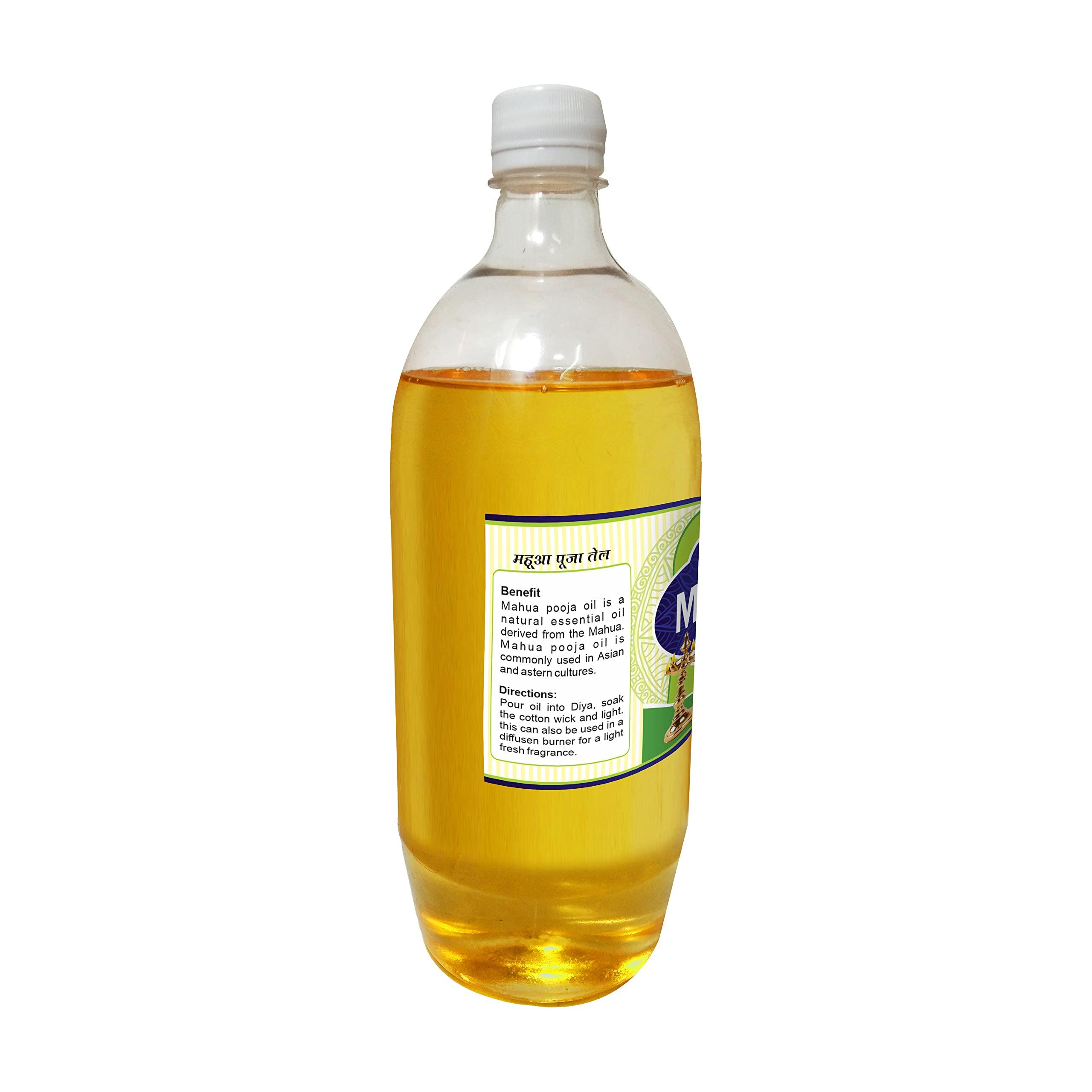 WQT WQT - Mahua Pooja Oil With Diya Batti 480 ML For Hindu Ritual Ceremony, God Worship (Special Pooja Oil), Grahpravesh, Hindu Festival, Religious Pooja Oil 480 ML