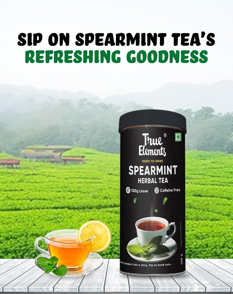 True Elements True Elements Spearmint Herbal Tea 100Gm - Tea For Pcos | Caffeine Free | Helps With Women Health | Loose Leaves