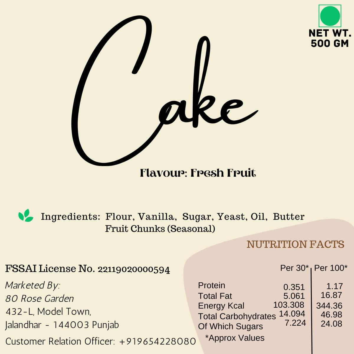 80 ROSE GARDEN 80RoseGarden | Cake for valentine Day | Gift For Someone Special, Lover | Fresh Fruit Cake 500 Grams | 01 Printed Mug | 01 Greeting Card | Next Day Delivery