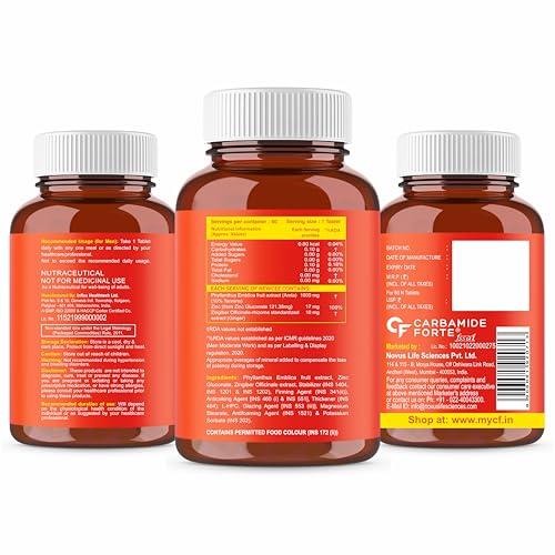 Carbamide Forte Carbamide Forte Natural Vitamin C Amla Extract 1000mg with Zinc for Immunity Boost & Skincare - 60 Veg Tablets