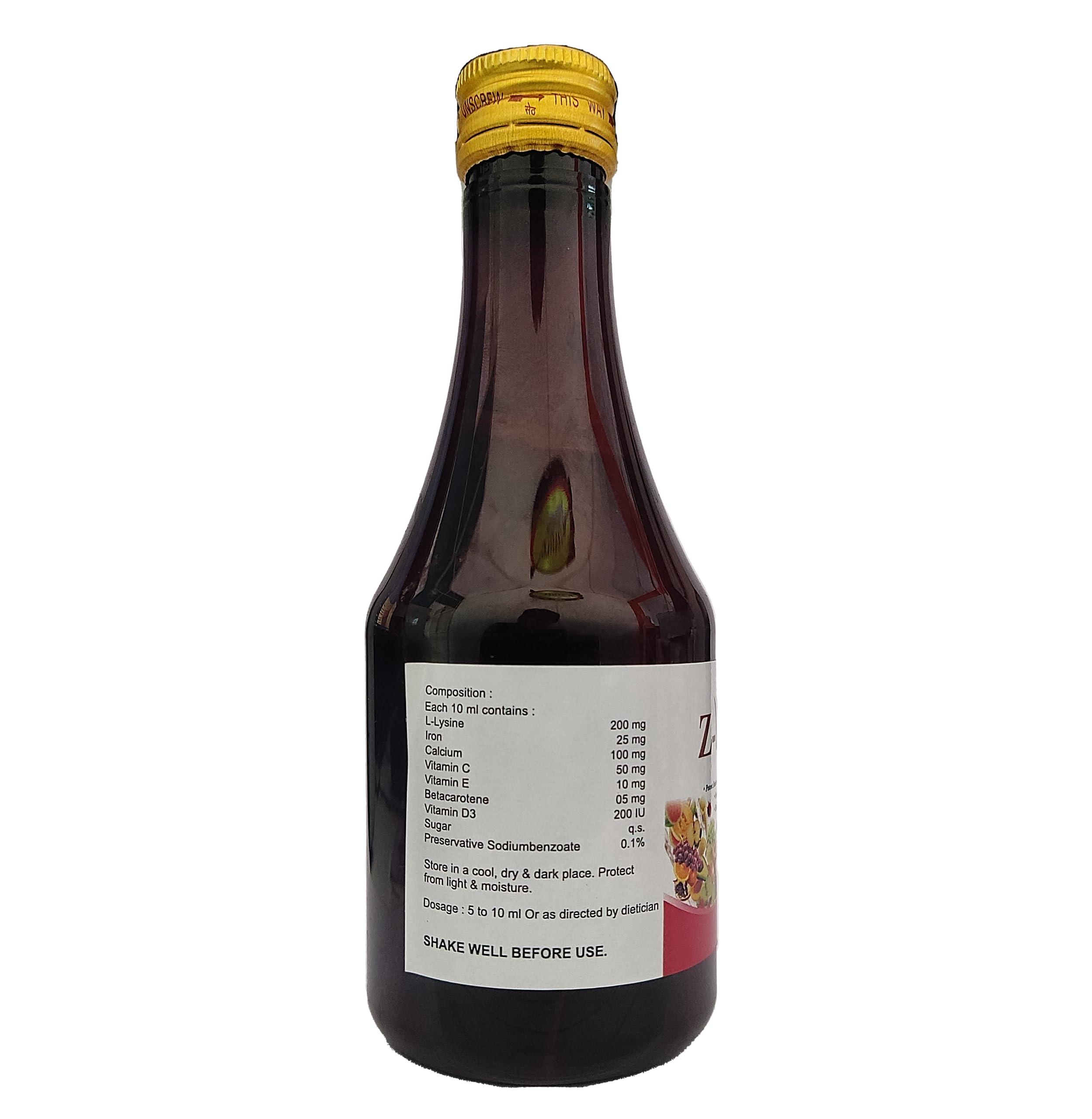 Generic Z- Vit Syrup- 200ml- Multivitamin 100% Natural By Zesture Healthcare