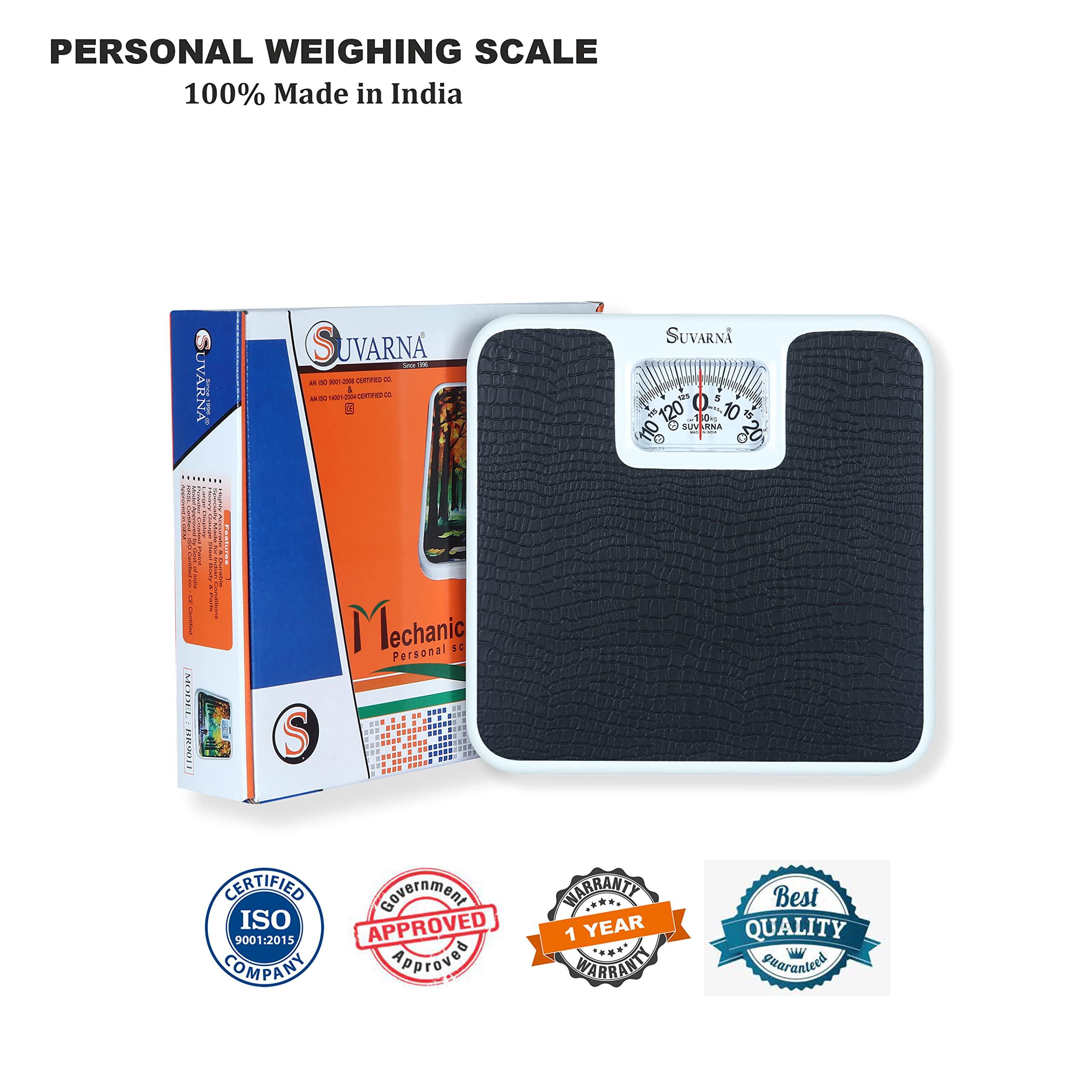 Suvarna SUVARNA Body Weight Machine - Analog Mechinical Body Weight Scale | Anti Skid Fitness Weighing Scale| 150 KG Limit | 1 Year Warranty | Model 9011-150 Elegant - Sea Green