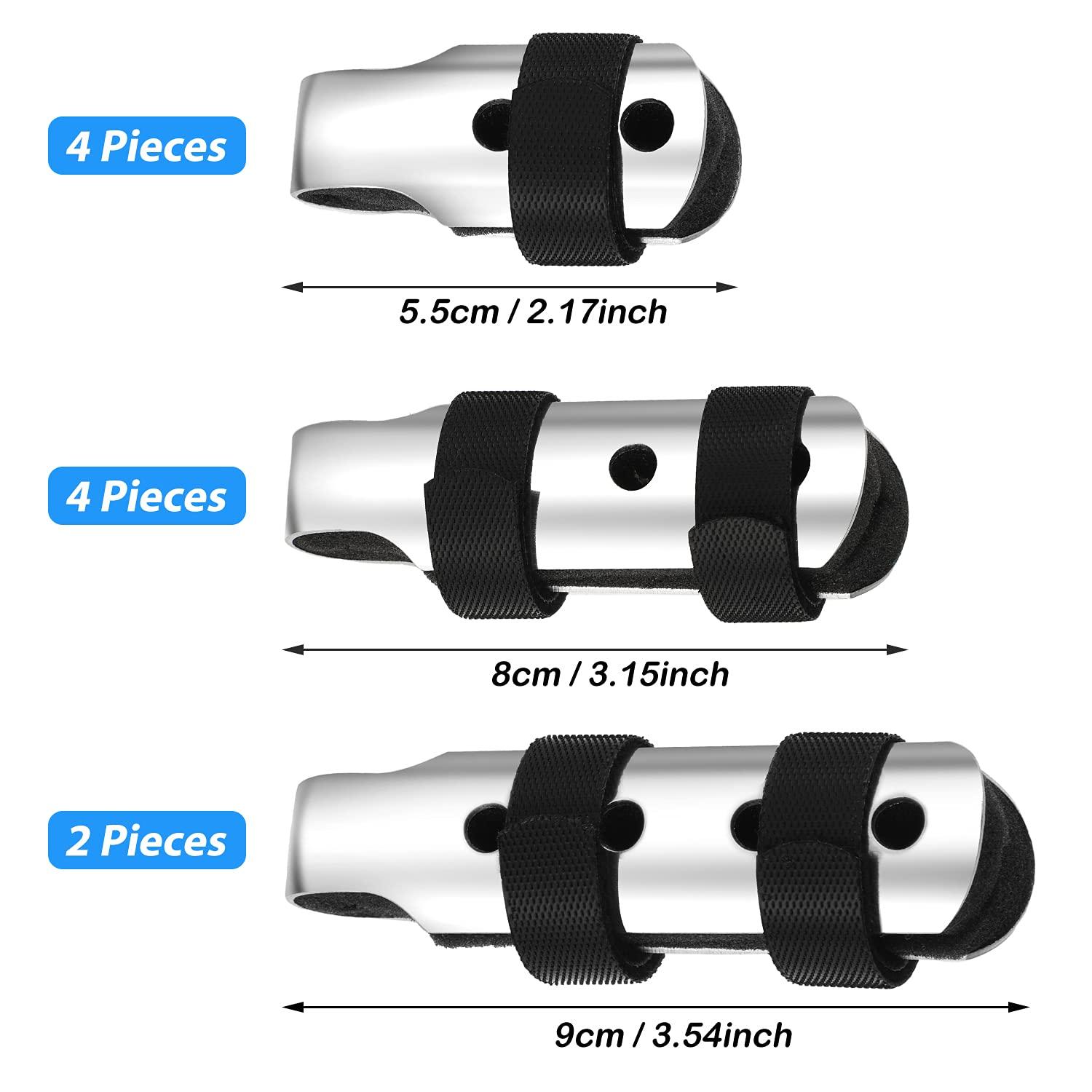 BBTO 10 Pieces Finger Splints Metal Padded Finger Support Finger Stabilizer with Soft Foam Interior and Loop Straps for Adults and Children, 3 Sizes (Black)
