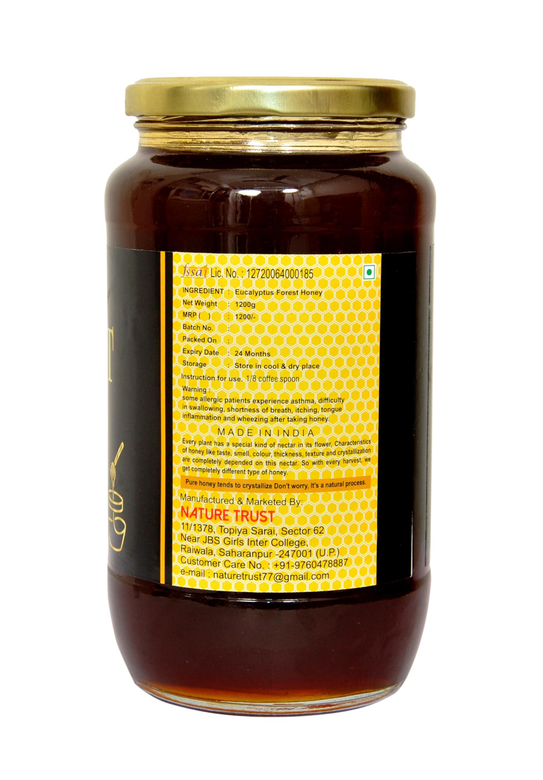 NATURE TRUST Nature Trust Raw Organic Forest Honey,1200 Gram, Wild, Unprocessed, Unheated, Non Pasteurized, Original Honey 100% Pure and Natural (1.2 Kg)
