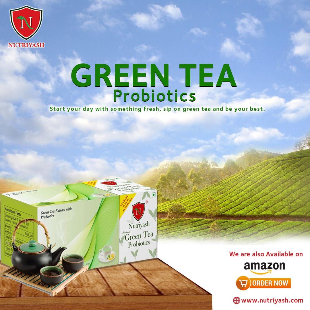 Nutriyash Nutriyash Probiotic Green Tea Lemon | 20 sachets, each sachet 2 grams, 100% Pure and Natural, Preservatives Free, Artificial Flavor Free, Sugar Free