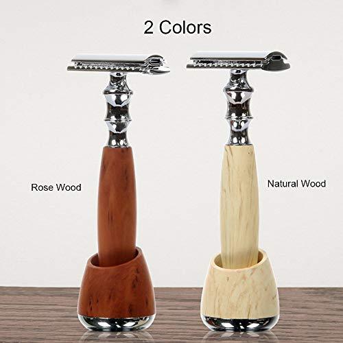 Qnotici Razor Shaving Kit Double Edge Safety Razor with Stand Aluminum Alloy Handle Manual Beard/Mustache Removal Tool Kit
