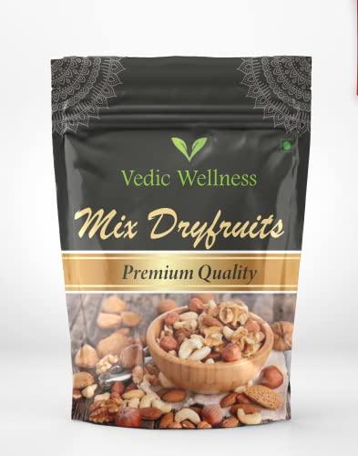 VEDIC WELLNESS VEDIC WELLNESS 100% Natural Premium Mix Dry Fruits | Almonds Cashew Kishmish Apricot Black Raisins Dried Kiwi | Gift Hamper for Every Occasion Fresh and Healthy Dry Fruits (500g)
