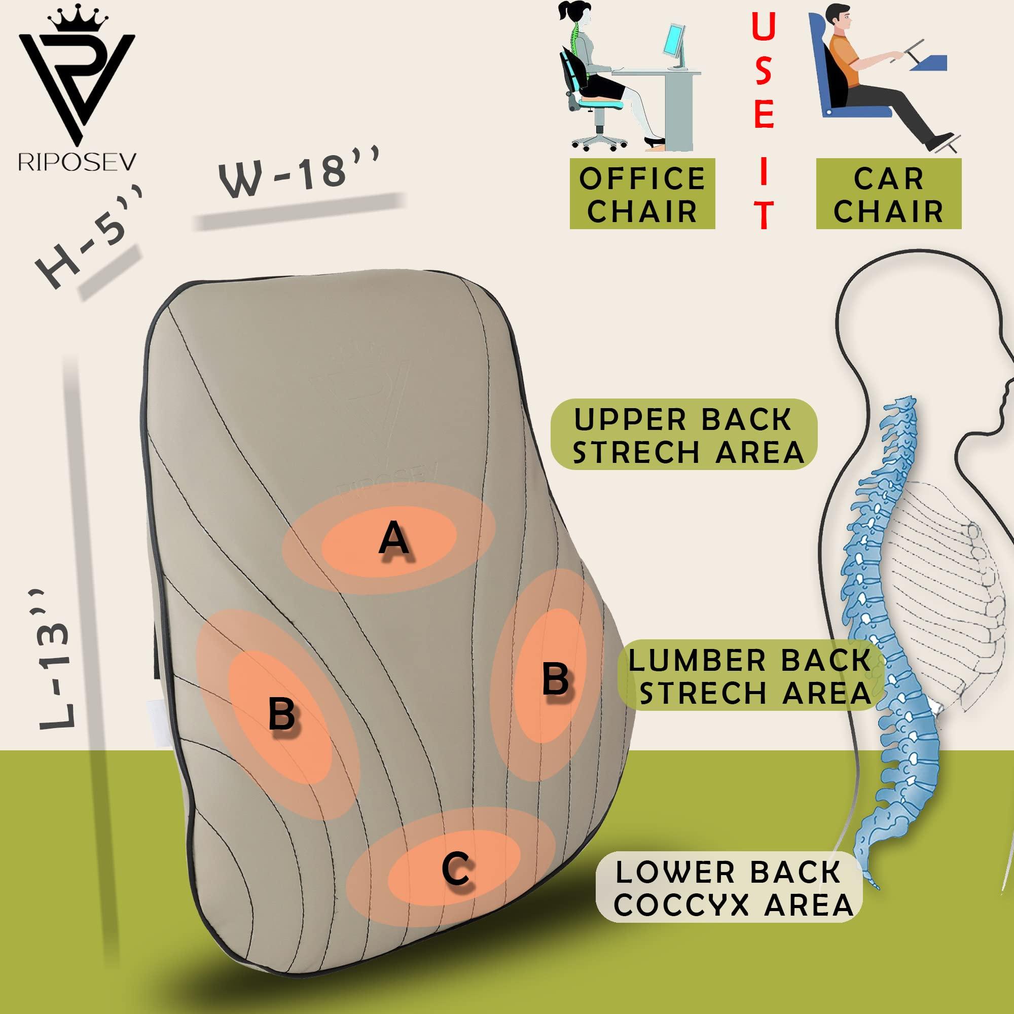 RIPOSEV RIPOSEV DREAMER SITMAX Orthopedic Full Lumbar Support for Chair & Car Seat Backrest Cushion for Back Pain Relief - Back Rest Support Back Support Pillow Memory Foam Cushion(Royal Beigh)