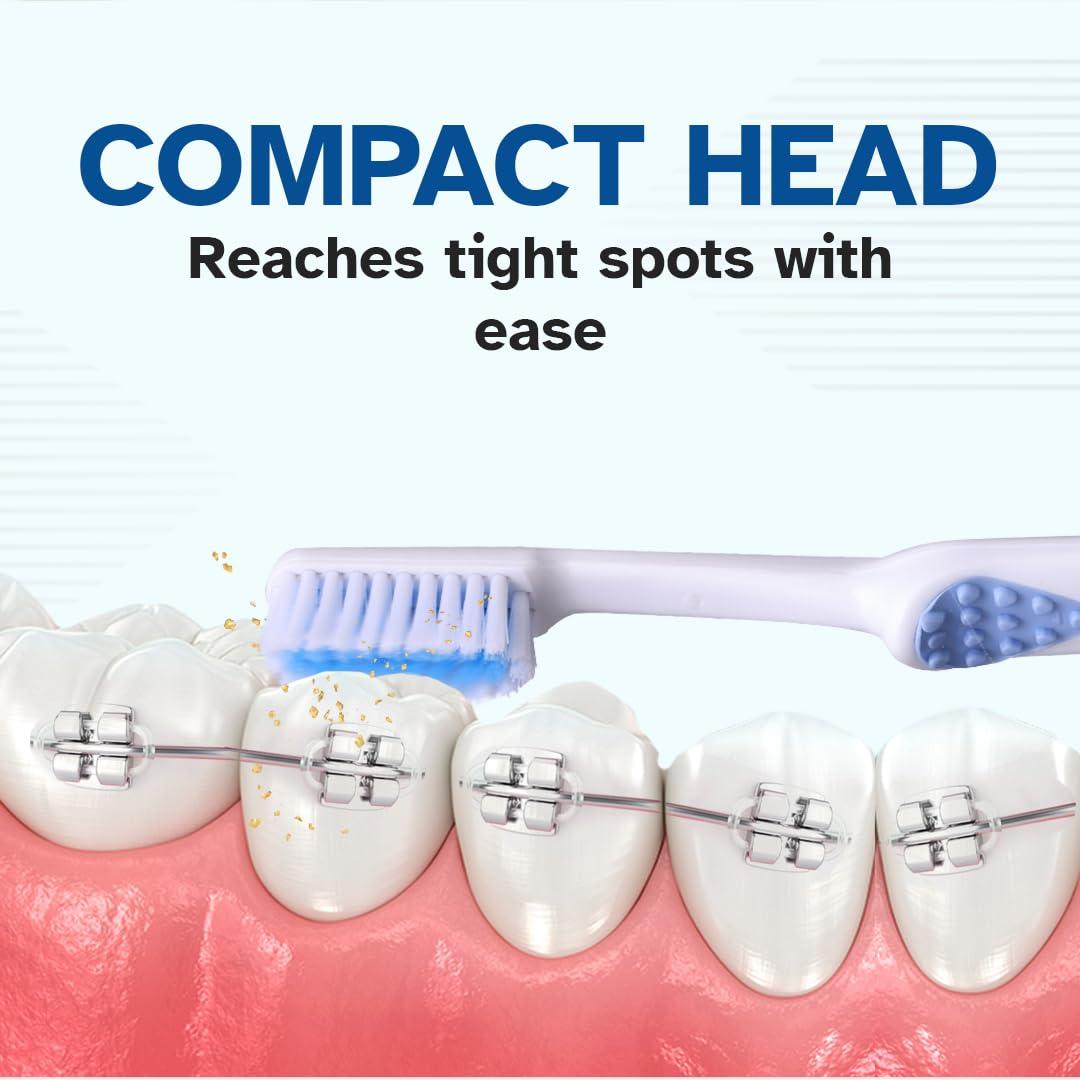 STIM STIM Ortho MB Toothbrush For Braces, Super Soft Bristles For Adults - Pack of 3