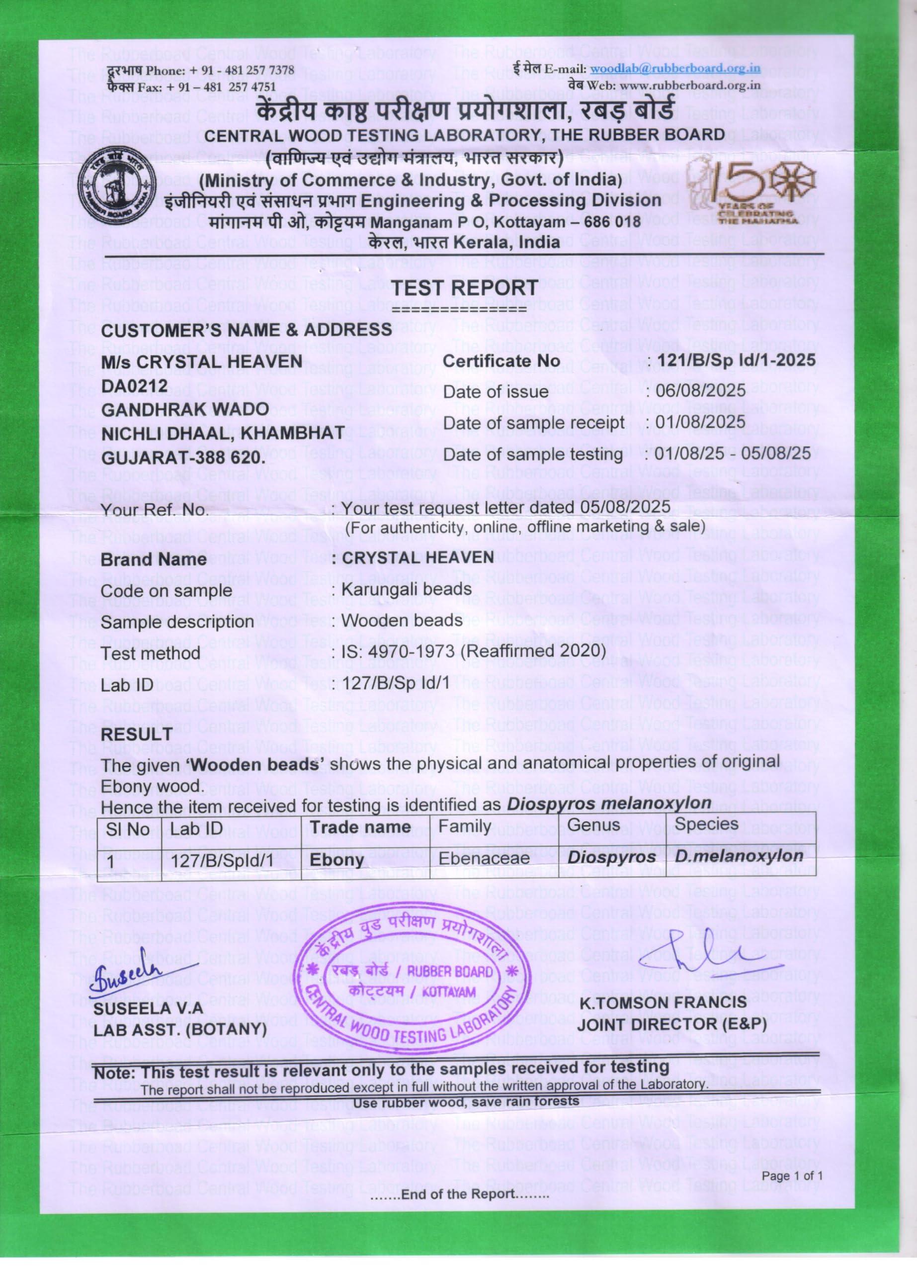 Crystal Heaven Certified Karungali Bracelet Original for Men Women - Black Ebony Wood Bracelet - Original and Natural Karukali Malai for Men Women Pooja Supplies (6mm Beads, Elastic)