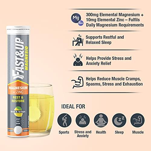 FAST&UP Fast&Up Vitalize Multivitamin Supplement 21 Vitamins And Minerals - 60 Tablets & Fast&Up Magnesio - Magnesium and Zinc for Muscle Health and Stress - 20 Effervescent Tablets - Lime and Lemon Flavor