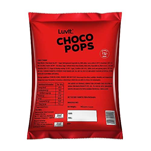 LuvIt. LuvIt ChocoPops |Chocolate Coated Balls With Crunchy Rice Crispies Inside | Pack of 8 - 344.25g Each