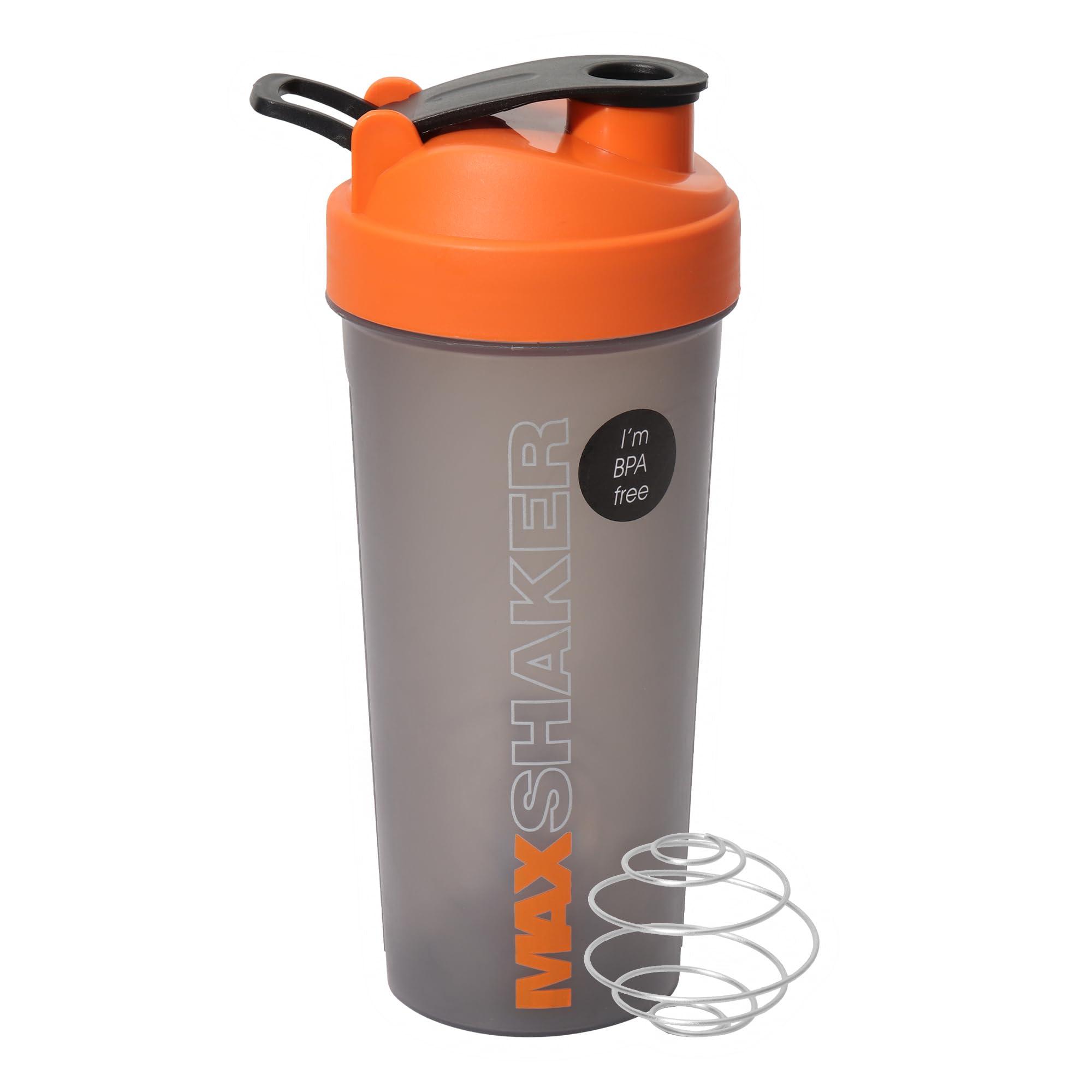Jaypee Plus Jaypee Plus Max Shaker with blending ball |Protein Shaker for Gym |Gym Bottle |Shaker bottles | Travel shaker 700 ml, Grey Orange