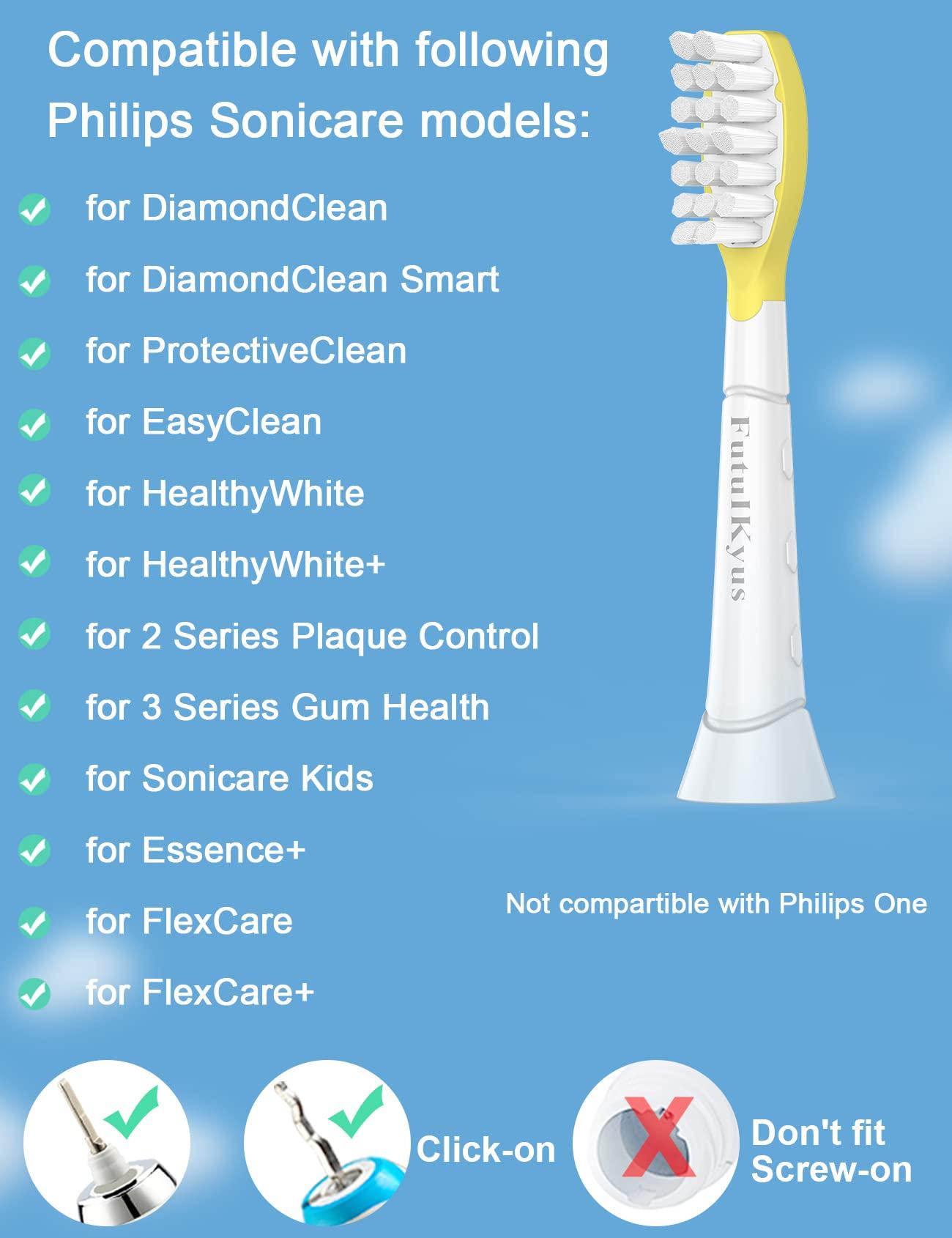 Futulkyus Futulkyus Replacement Heads for Philips Sonicare Kids Toothbrush - Over 7 Years Old Child Standard Soft Electric Children Brush Head for Boy Girl, HX6032/94 HX6042 HX6340 HX6034 HX6321 White 6 Pack