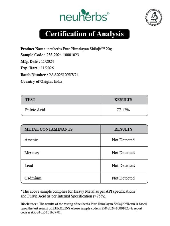 Neuherbs Neuherbs Shilajit - 30g |Himalayan Shilajeet Resin With 75% Fulvic Acid & 84 + Trace Minerals| Ayurvedic Original Shilajit for Endurance, Stamina and strength | Lab Tested for Purity.