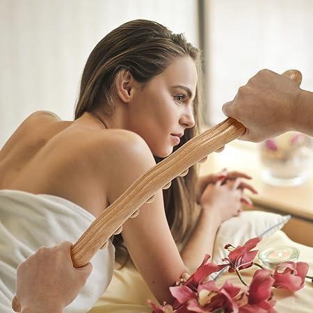 Kruvad Kruvad Gua Sha Stick Massage Wooden Stick for Shoulder Neck Arms Carbonized Wood Massage Tool