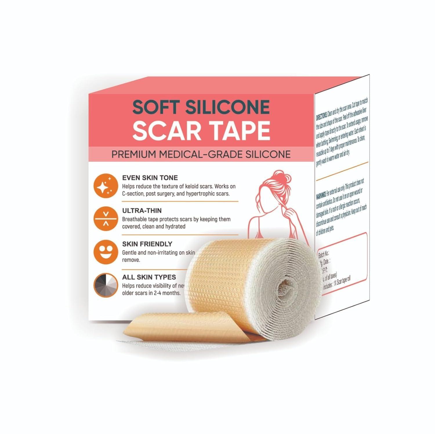 CLOSAL CLOSAL® 1 Roll Silicone Scar Sheets Waterproof Cica Care Gel Sheets Wound Repair Desalination Strip Scar Removal Sticker for Surgery Injury Burns Scars