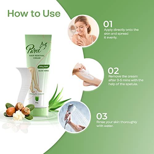 Paree Paree Hair Removal Cream for Women | Enriched Natural Aloe Vera Extract & Shea Butter | Suitable for Legs, Arms, & Underarms | Non Toxic | Pack of 1 (50g)