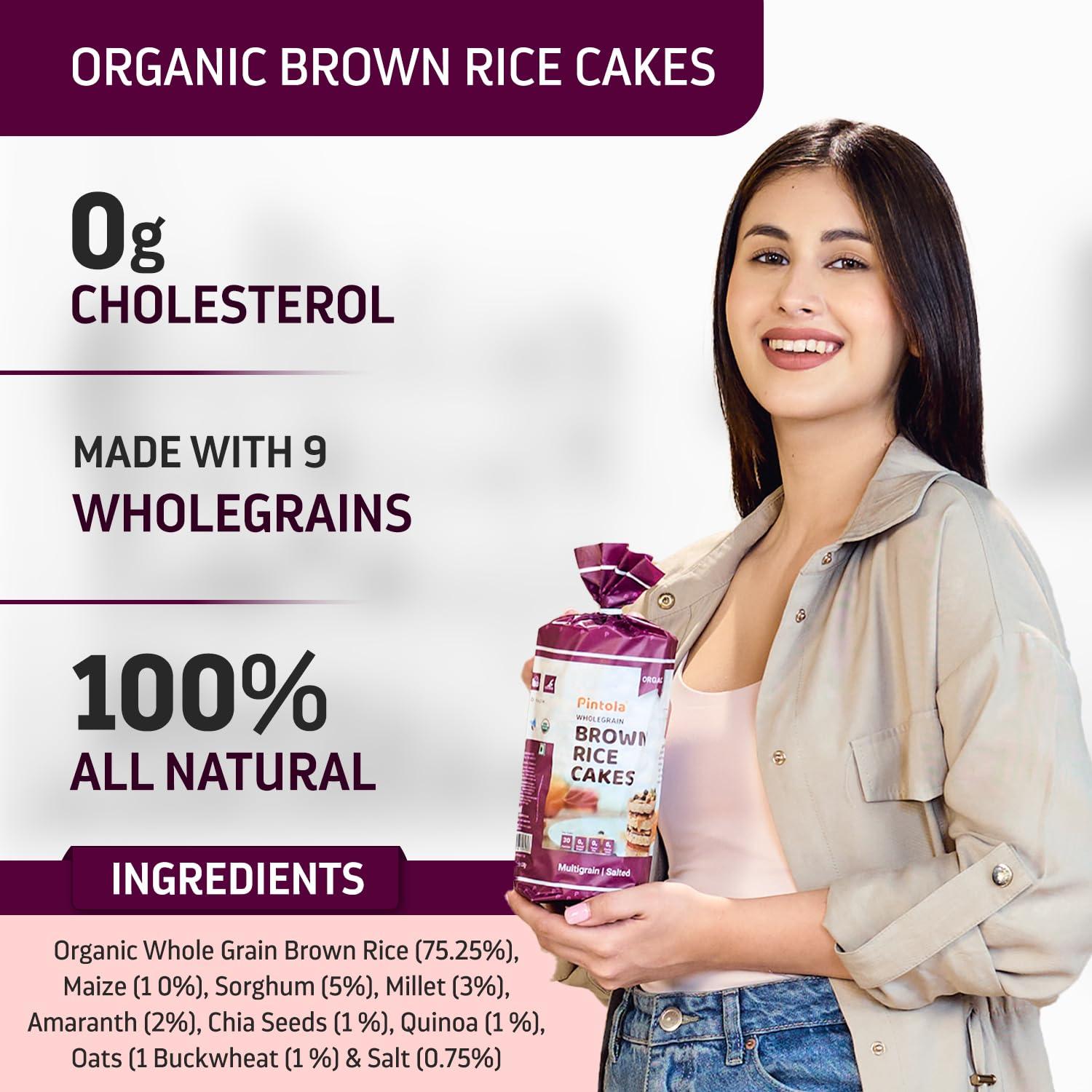 Pintola Pintola Combo - High Protein Dark Chocolate Peanut Butter Creamy 1Kg + Rice Cake Multigrain Salted 130g, 100% Roasted Peanuts butter Chocolate Flavour High Protein Nut Butter With Organic Rice Cakes