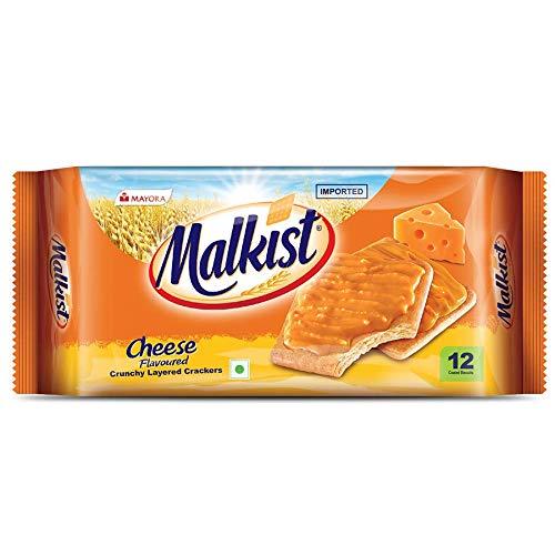 Malkist Malkist Cheese Flavoured Crunchy Layered Cracker - Cheese Coated Biscuit 138gm (12 Piece Per Pack) (Pack of 3)