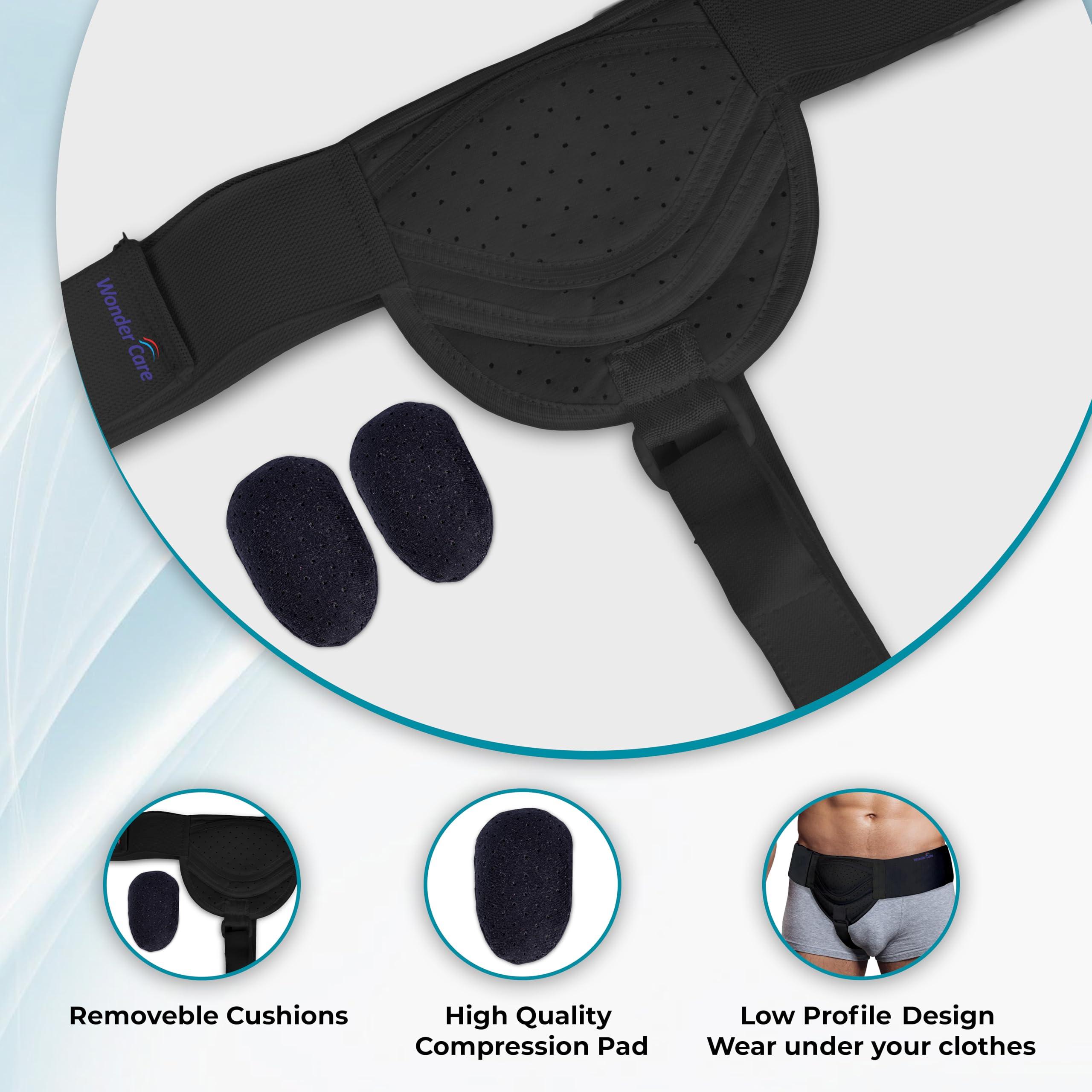 Wonder Care WC Hernia belt for men inguinal hernia support belt Pain Relief With Removable Compression Pads Groin hernia truss Flexible Adjustable Groin Straps Left or Right inguinal Hernia Truss Brace-S/M