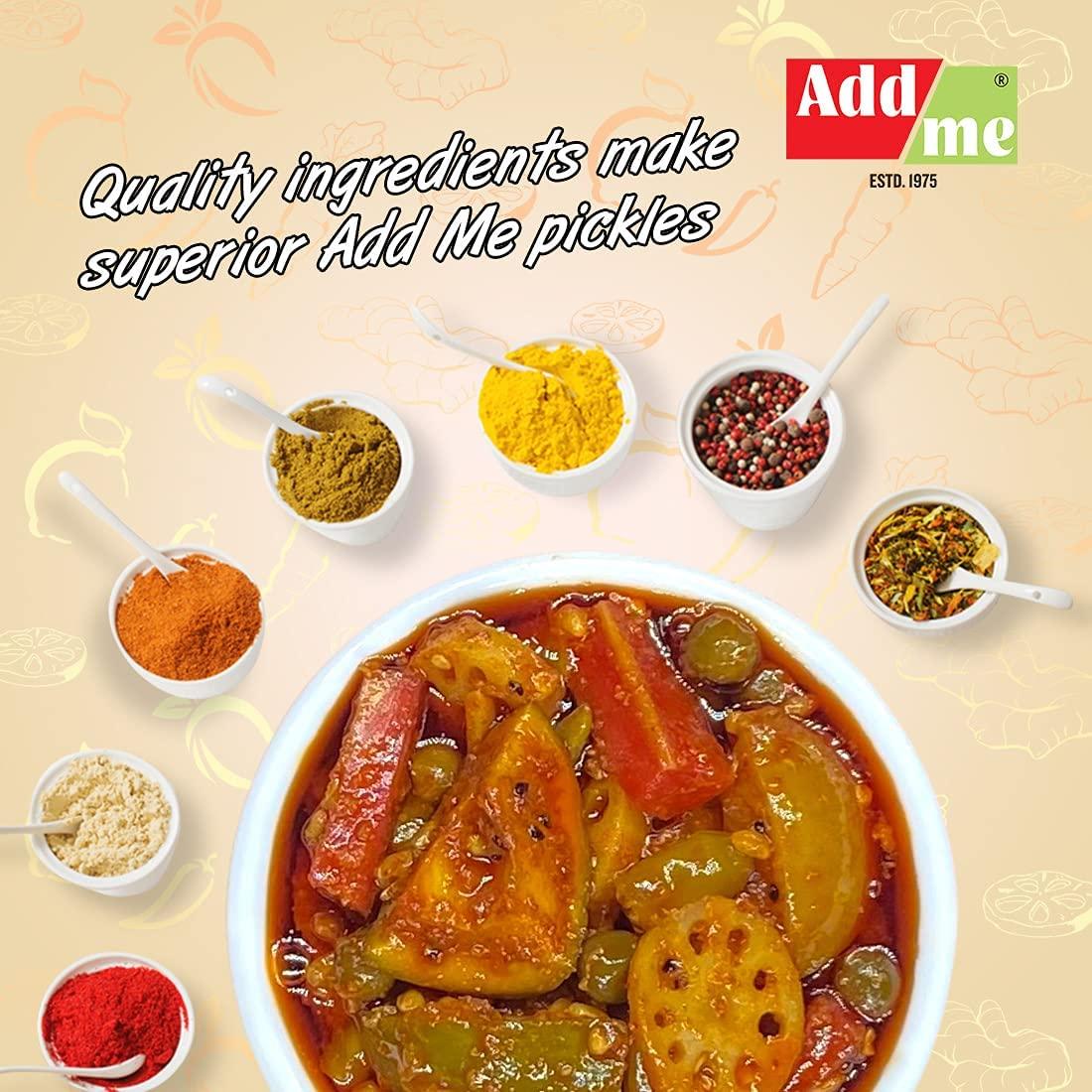 Add me Add me Homemade Rajasthani Mix Achar Mixed Supreme Mango Chilli Lemon Carrot ker Ginger karonda lasoda Fruit Pickle 200gm Glass Jar