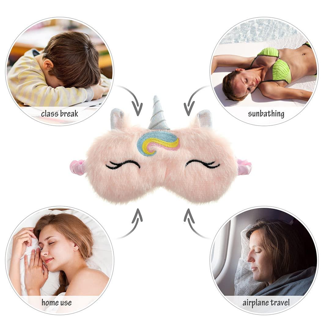 Licogel Licogel Night Sleep Mask Plush Funny Blindfold Eye Cover Eye Mask Eyeshade for Sleeping Fashion Patterned Smooth Cartoon Bed Blocking Girl