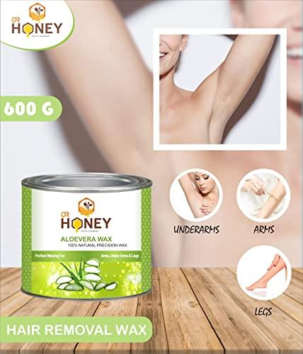 DR HONEY DR HONEY Combo Heater and aloe Vera wax | Hair Removal Waxing Kit Women (green color wax) aloe Vera wax and wax heater strip and stick 600 gram for all skin type full body wax aloe Vera wax