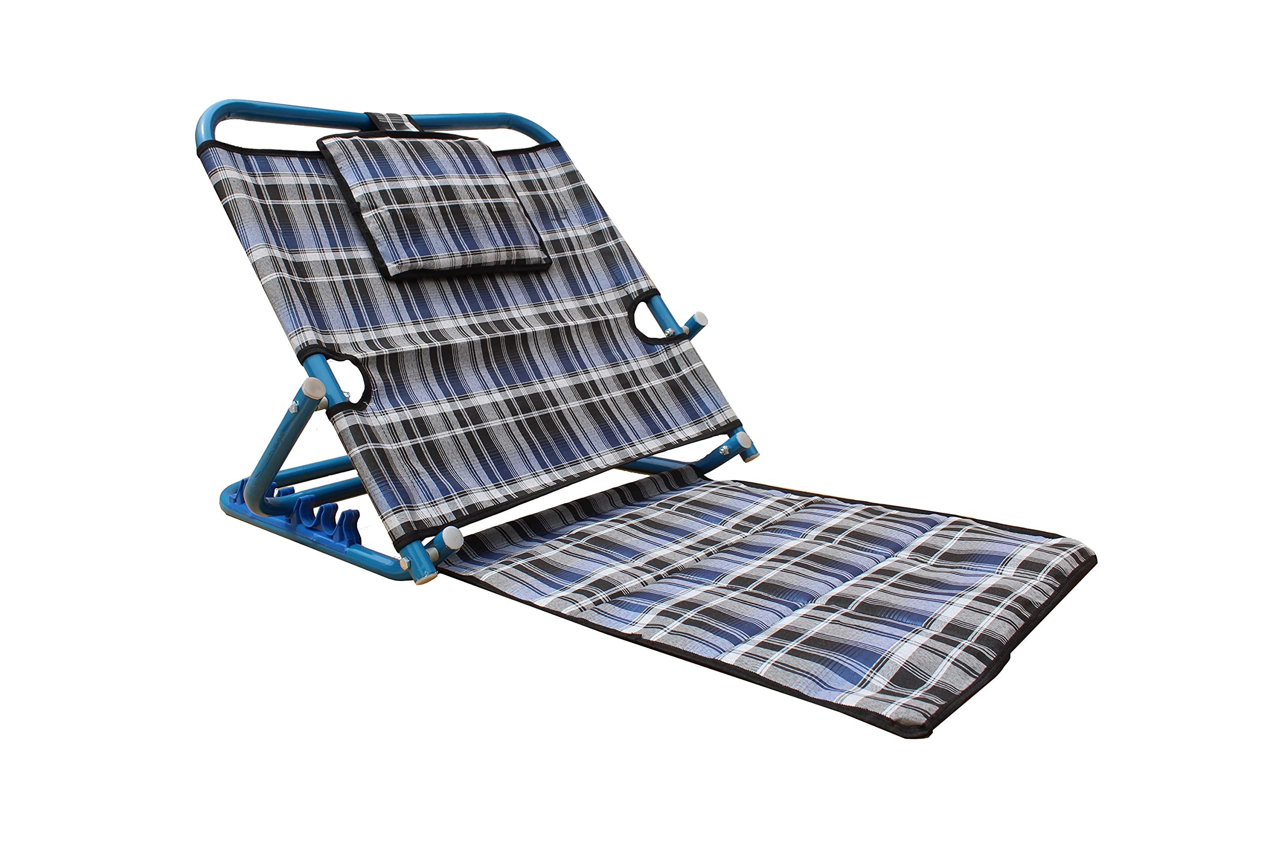 KBG KBG Adjustable Hospital Back Rest for Use On Bed Or Back Support Orthopaedic Back Support Hospital Back Rest Bed for Hospitalised & Bed Ridden Patients Ergonomic and Scientific Design (Blue Check)