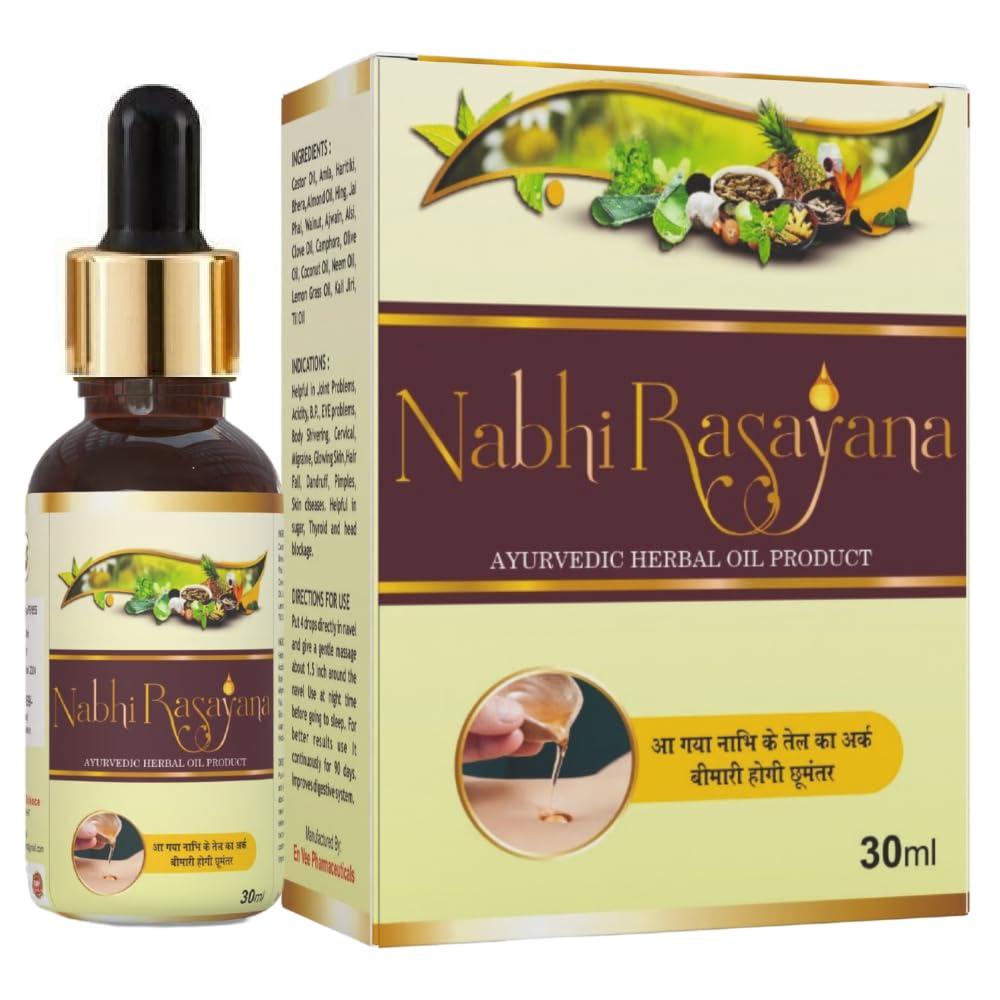HERBAL ENGINE nabhi Rasayana 30ml Navel Drops Boosts Blood Circulation, Belly Button Oil Removes Blockage in Blood Vessels and for overall functioning of Body