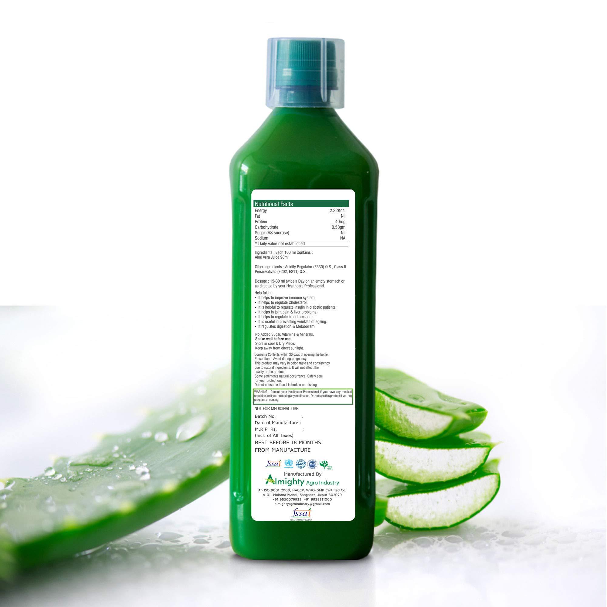 Alum Alum Aloe Vera Juice 1000 ml with Natural fibres