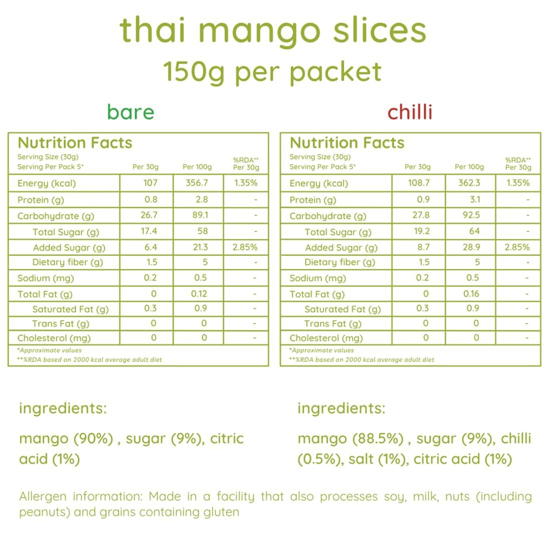 natch Natch Dried Thai Mango Slices, 100% All Natural, Vegan, Gluten Free, No Artificial Preservatives, Trans Fat Free, Rich in Antioxidants, Bare and Chili Flavour, 60gm each (Pack of 2)