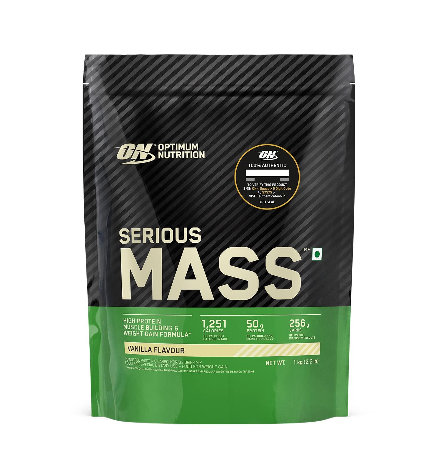 OPTIMUM NUTRITION Optimum Nutrition (ON) Gold Standard 100% Whey Protein Powder 1 lbs, 454 g (Double Rich Chocolate) & Serious Mass Gainer (Veg), High Protein High Calorie Weight Gainer - 1 kg (Vanilla)