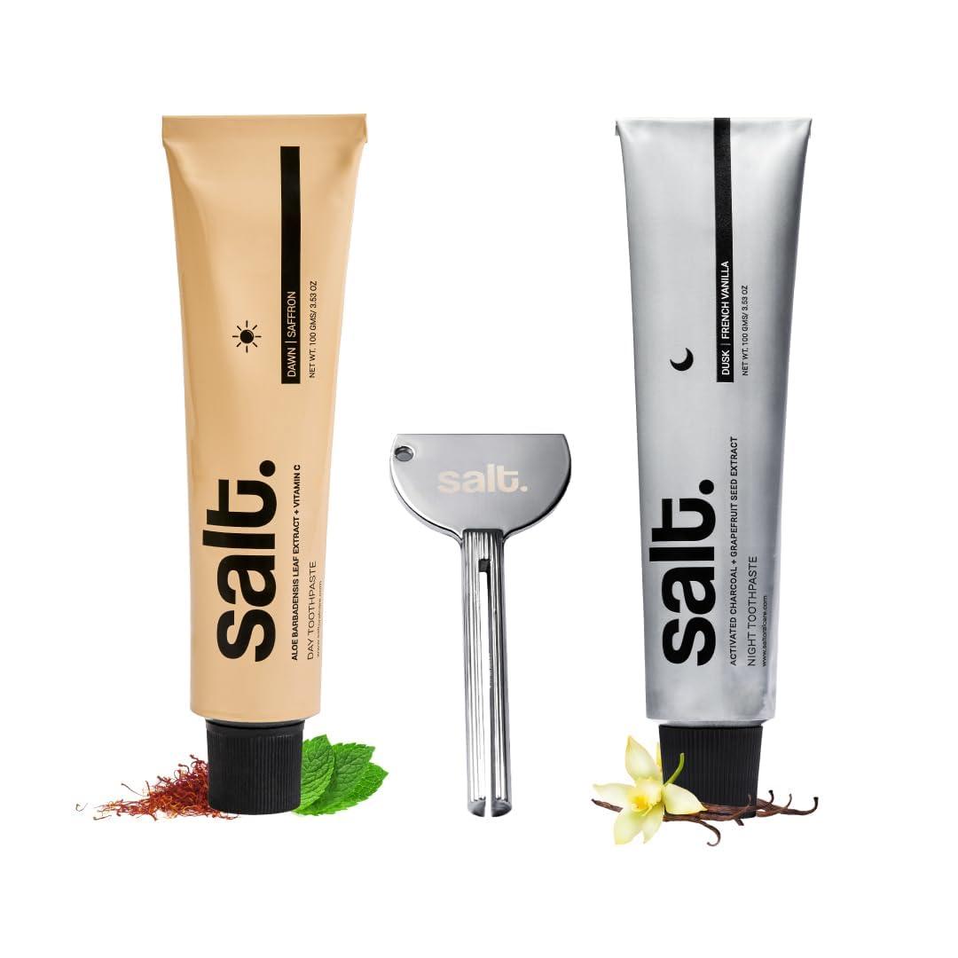 Salt Salt Dawn Day & Dusk Night Toothpaste Combo with Squeezer Key | Ultimate Care | 280 g
