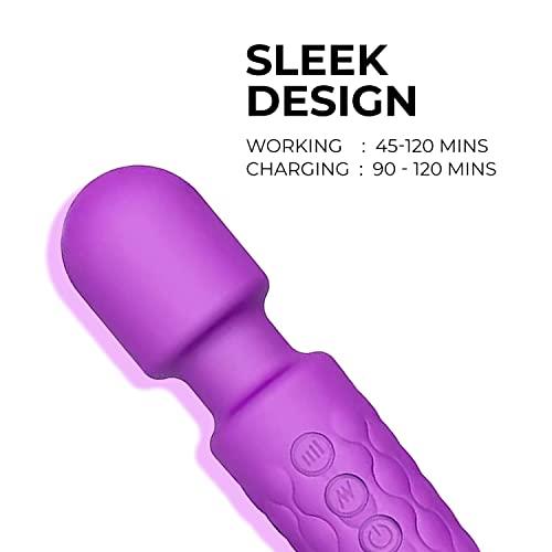 FEGSY FEGSY Full Body Massager for Women & Men, Rechargeable Wireless Massager Machine for Pain Relief, Handheld Massager with Medical Grade Silicone, 8 Speeds, 20 Modes - Black
