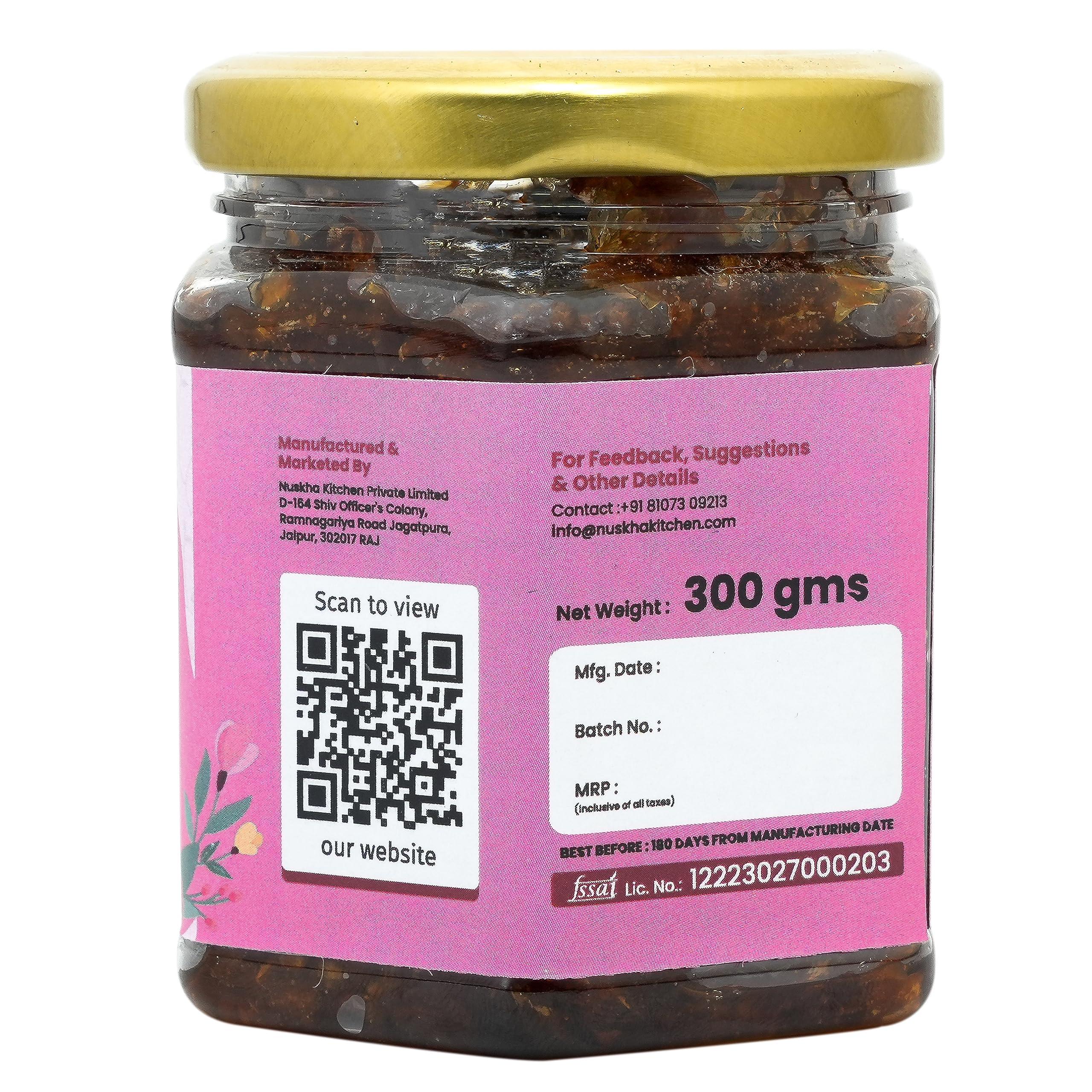 NUSKHA KITCHEN Gulkand from Nuskha | Organic Gulkand | Rose Petal jam | Pregnancy Food | Natural Coolant | Enriched with Prawal Sun-cooked Indian (Rose Petal Jam) | Sugar-Free Gulkand