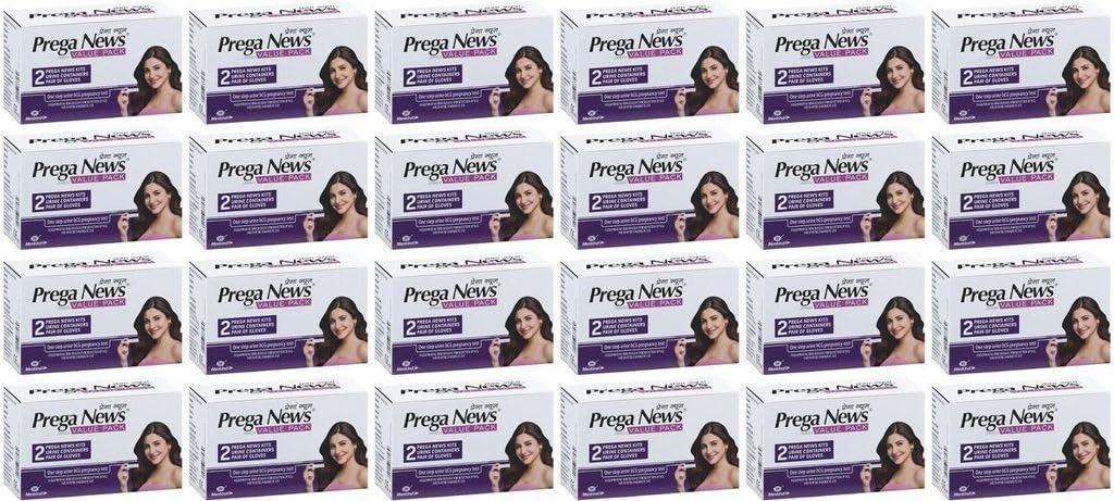 Prega News Prega news Value Pack Kit,One Step Pregnancy Test Kit, Easy to Use, Accurate Result in Just 3 Minutes,2 Gloves + 2 Urine Containers + 2 Pregnancy Test Kits x pack of 24