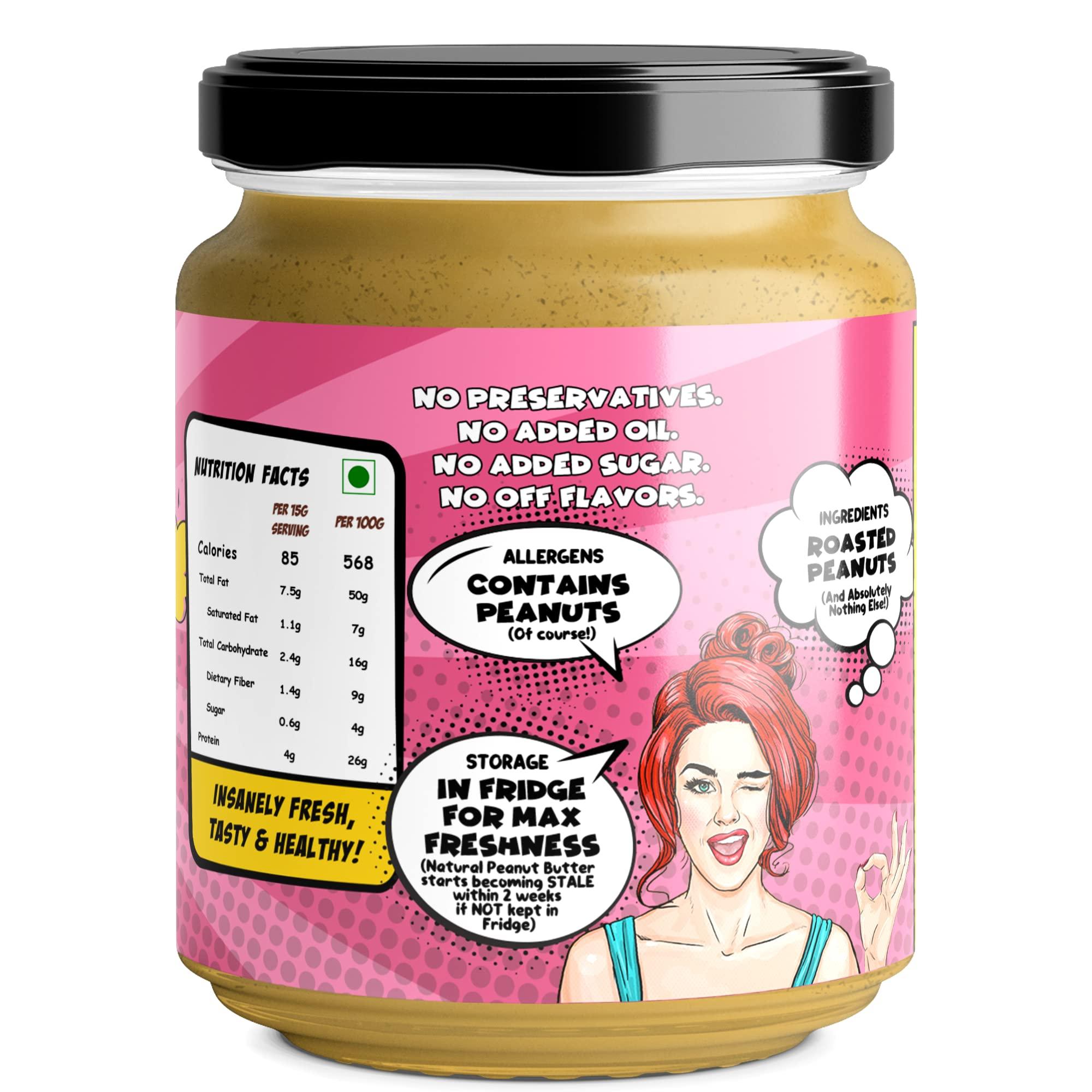 TheFreshNeeds TheFreshNeeds Natural Peanut Butter (Unsweetened Smooth) | Made Fresh on Order | 1kg | High Protein | Insanely Tasty & Healthy | 100% Peanuts | Sugar-free | 500gm x 2