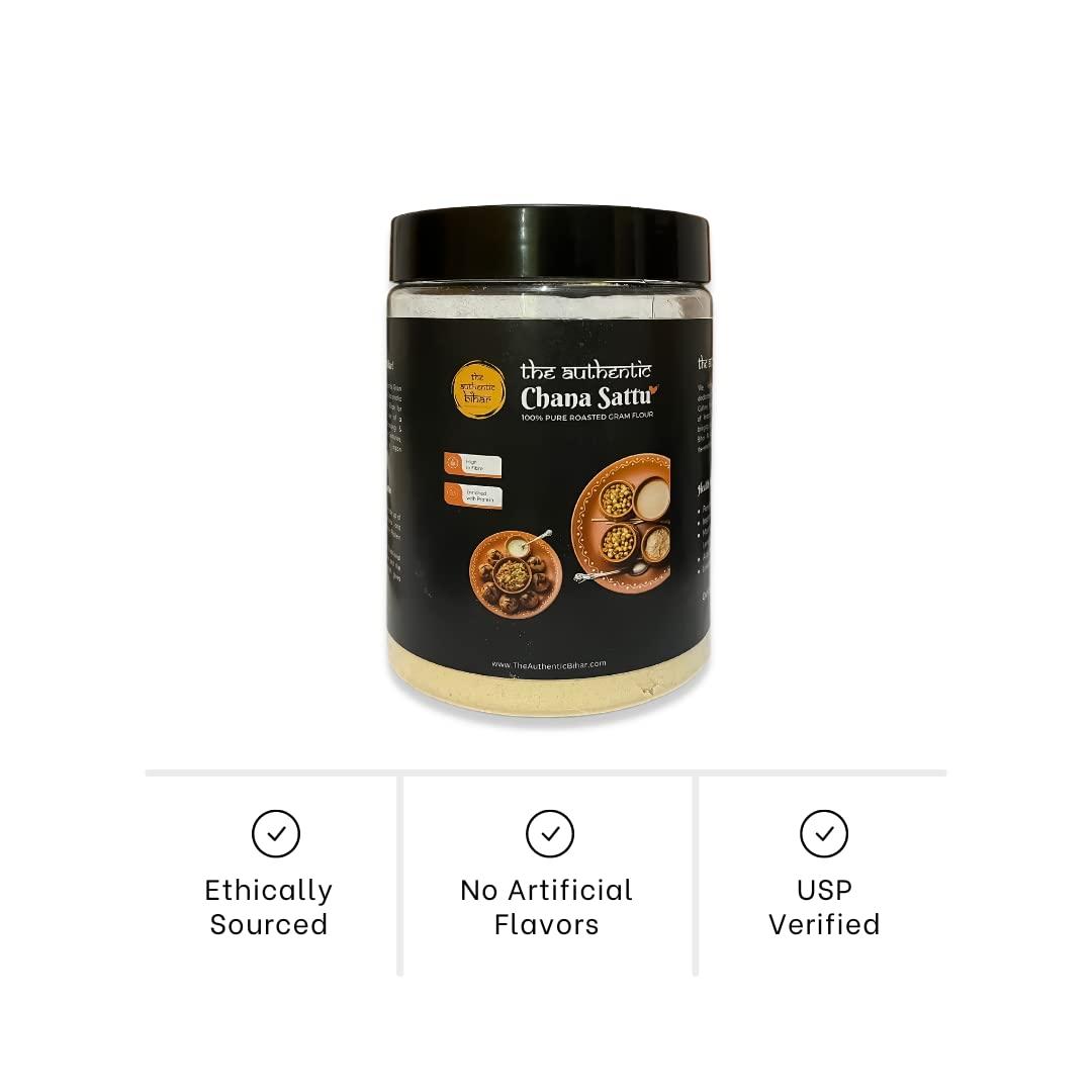 The Authentic Bihar The Authentic Bihar Chana Sattu ( 100% Pure Roasted Gram Flour ) | Instant Food or Drink enriched with Fibre & Protein (1000 G)