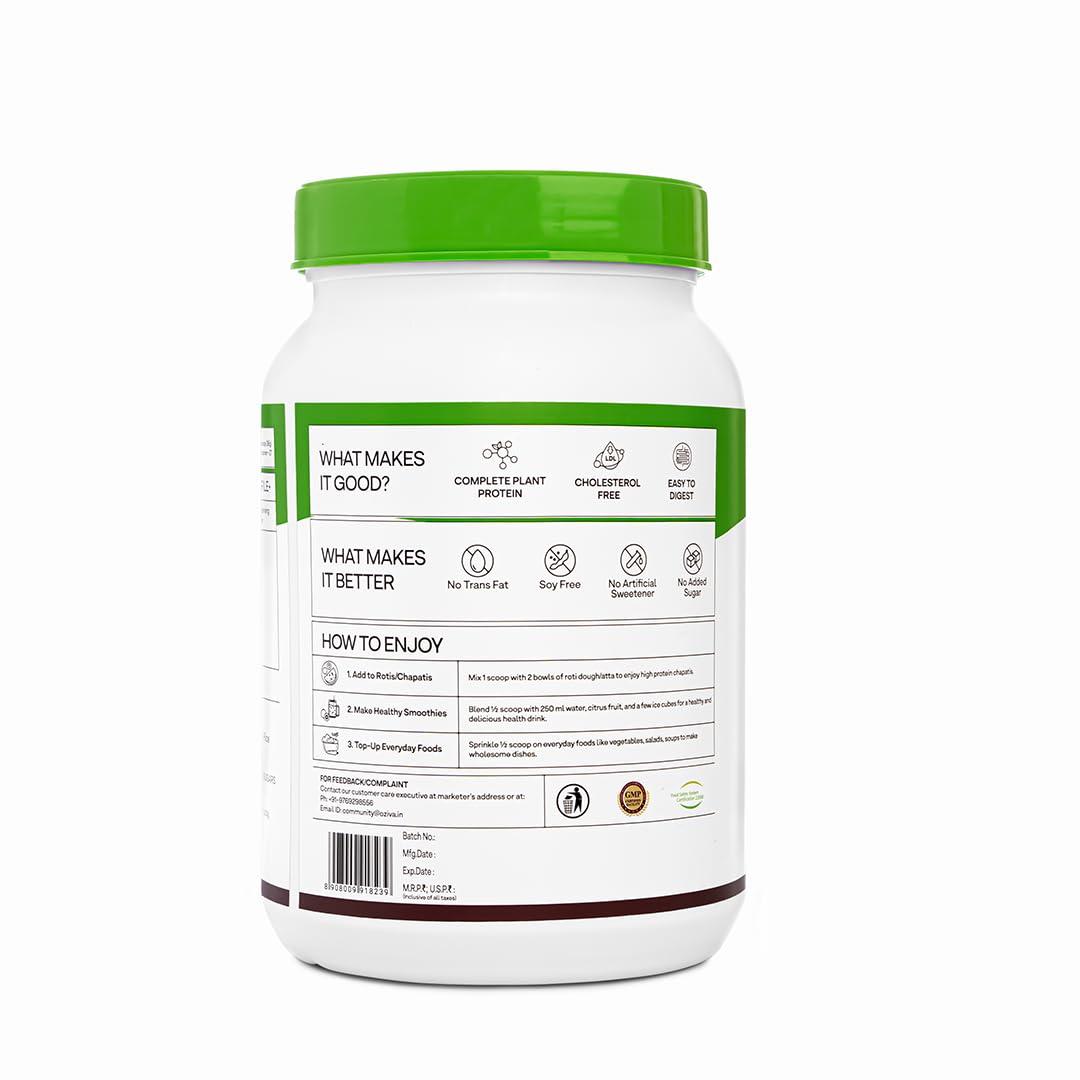 OZiva OZiva Organic Plant Protein for Everyday Fitness | 30g Protein - Pea Isolate | Complete Plant Protein Powder for Men & Women | No Added Sugar, Certified Clean & Vegan (Unflavoured, 1kg + shaker)