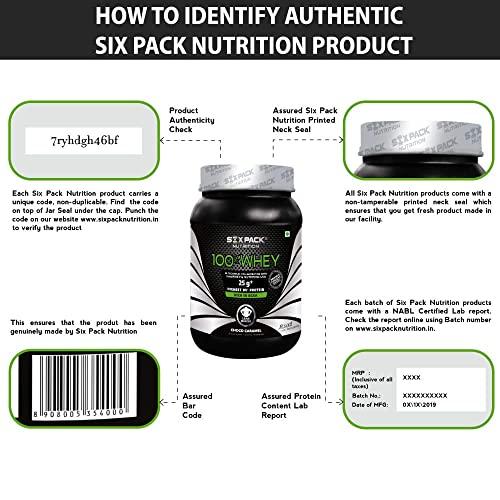 Six Pack Nutrition Six Pack Nutrition Whey Protein Powder, with 25 g of Protein Per Serving and More Than 5.6 g of Naturally Occurring BCAAs (1 kg, Choco Caramel)